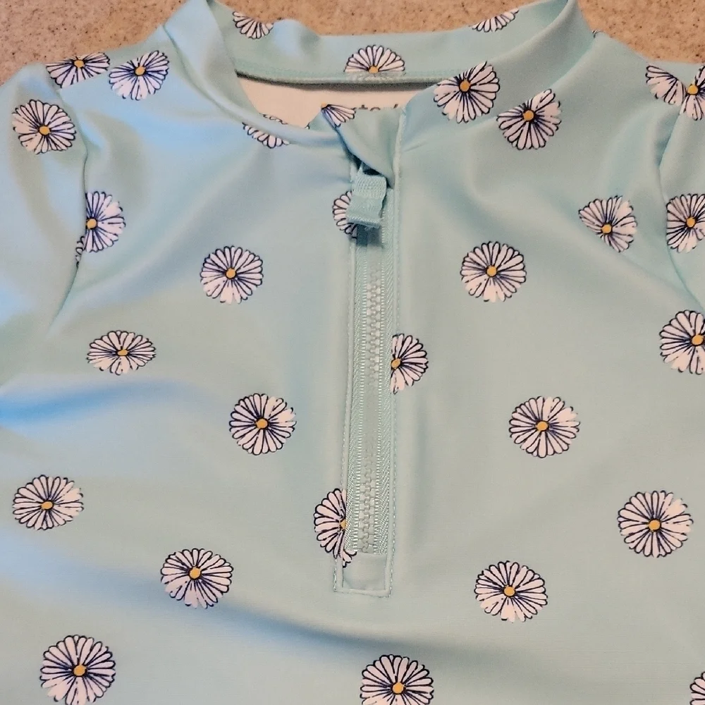 Carter's Light Blue Floral Kids Rashguard Size 18 Months